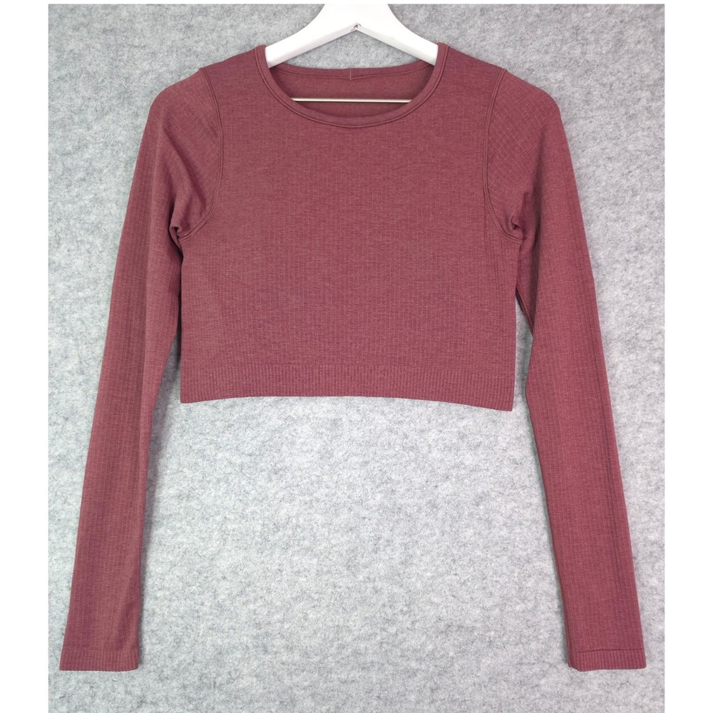 Lululemon Ebb to Street Long Sleeve Women Size 8 Ribbed Cropped Activewear
